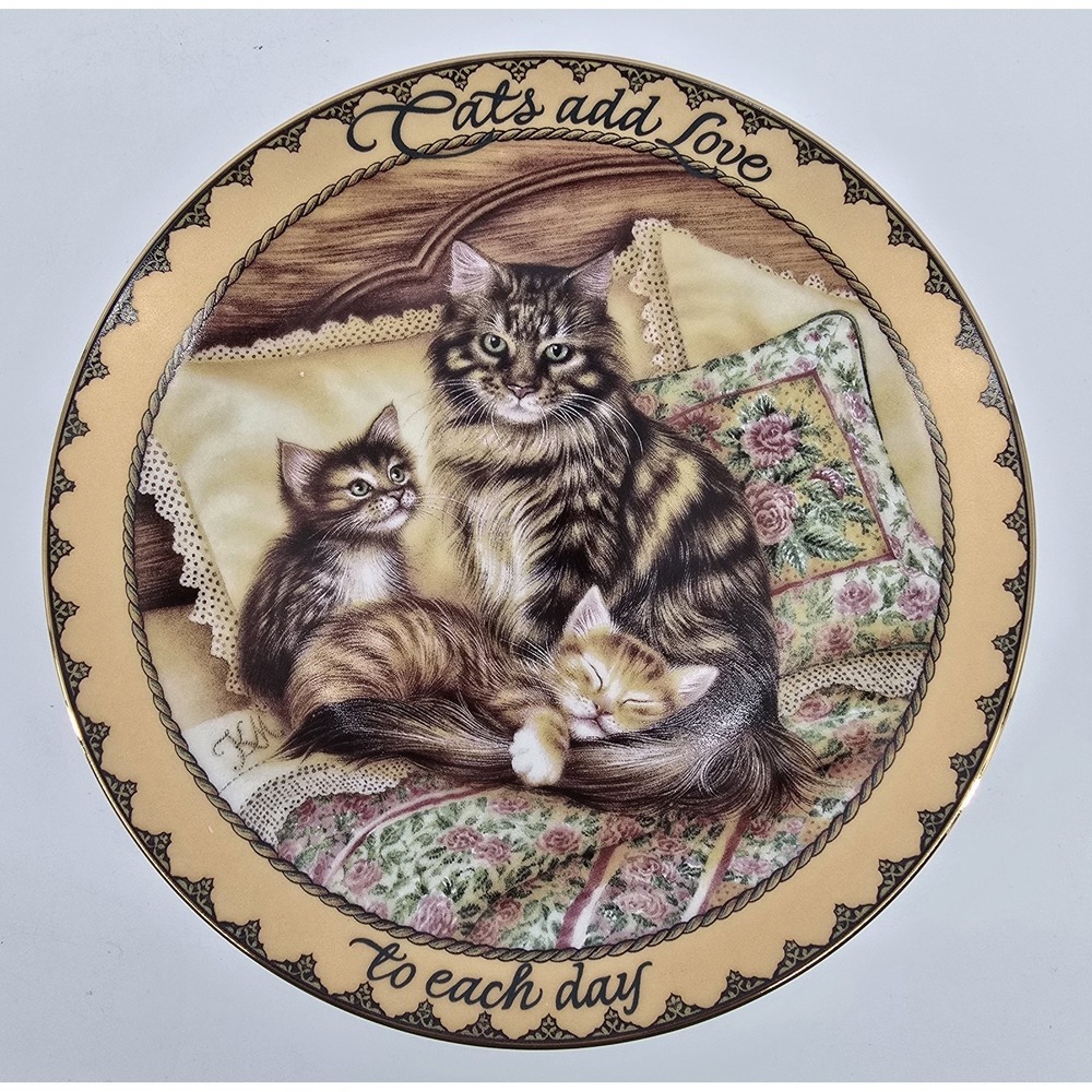 Vtg Bradford Exchange Cat Decor Plates "Sitting Pretty" Series 2-4 Kitten 8 In - Picture 4 of 8